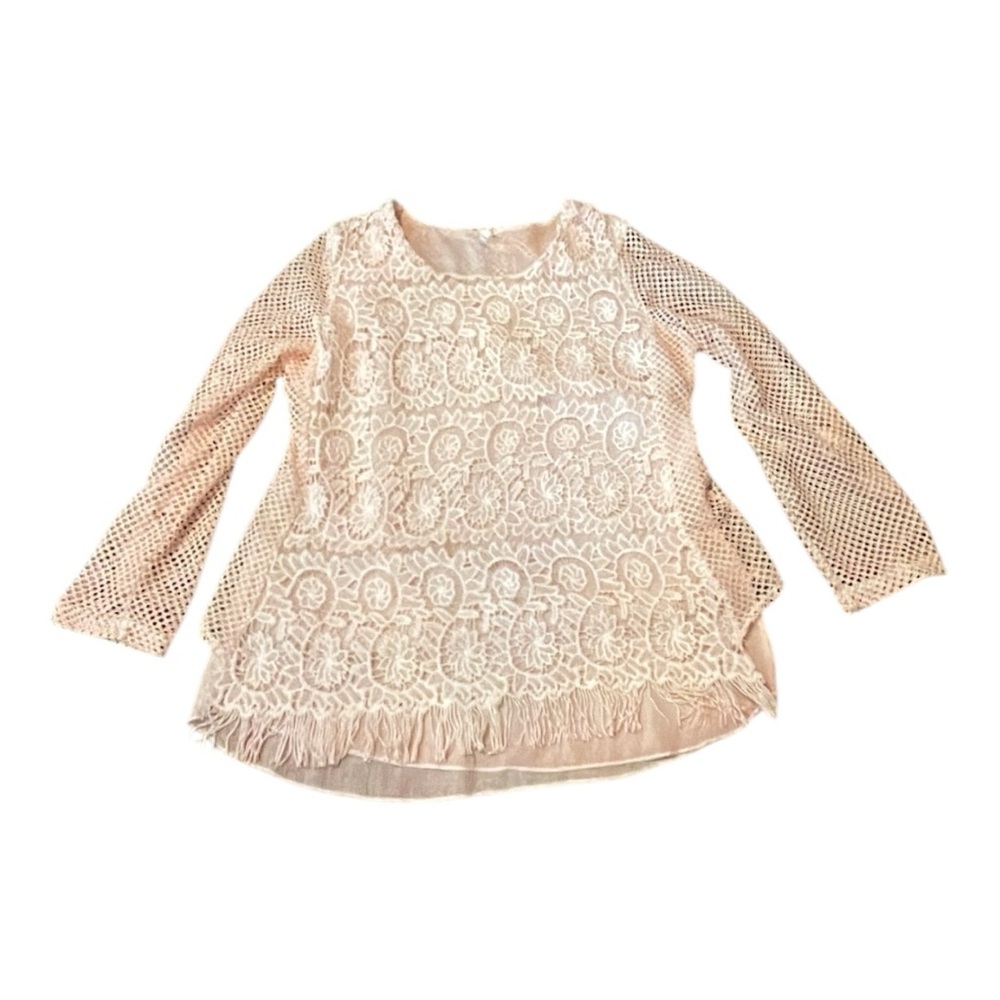 Kaktus Pink Lace Blouse with Long Sleeves